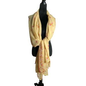 Womens Tan, Bronze, and Pink Chiffon Floral Print Scarf One Size